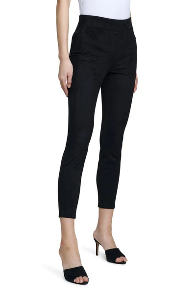 Shop L Agence L'agence Nini Stretch Cotton Faux Suede Pants In Black