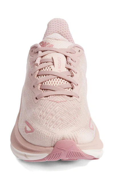 Hoka Clifton 9 Running Shoe In Pale Mauve / Peach Whip