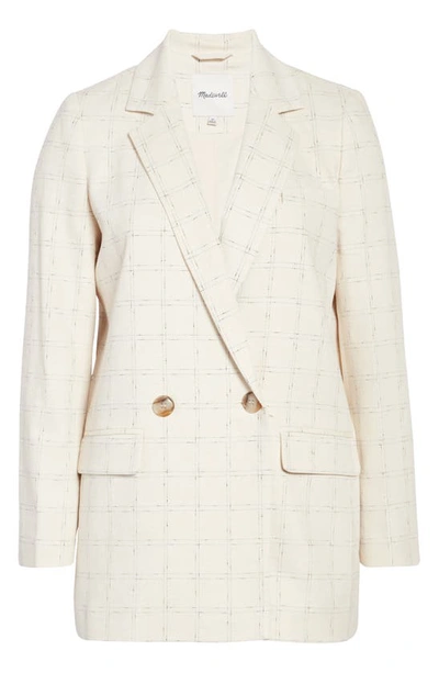 Shop Madewell The Caldwell Double-breasted Blazer In Ivory Blue Windowpane