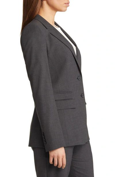 Hugo Boss Stretch Wool Blazer With Curved Lapels In Charcoal