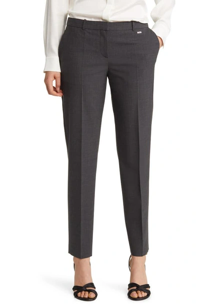 Shop Hugo Boss Tiluna Stretch Wool Slim Fit Trousers In Charcoal