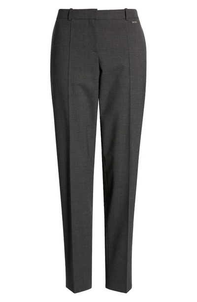 Shop Hugo Boss Tiluna Stretch Wool Slim Fit Trousers In Charcoal