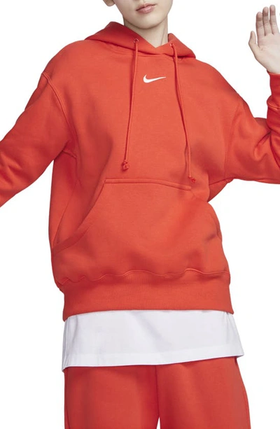 Shop Nike Sportswear Phoenix Oversize Fleece Hoodie In Picante Red/ Sail