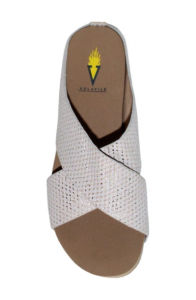 Volatile Ablette Wedge Slide Sandal In Champagne Snake