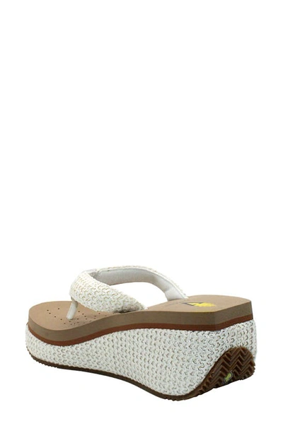 Volatile Island Platform Flip Flop In White