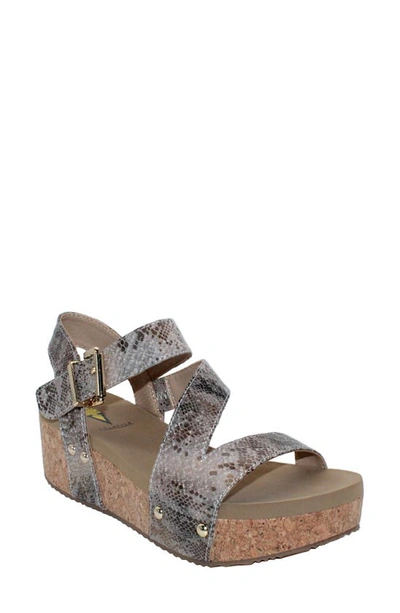 Shop Volatile Biloxi Platform Wedge Sandal In Rose Gold Snake