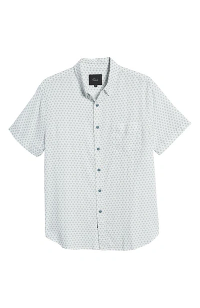 Shop Rails Carson Relaxed Fit Foulard Print Short Sleeve Linen Blend Button-up Shirt In Diamond Geo Cream