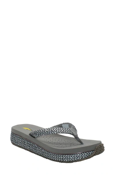 Shop Volatile Palau Platform Flip Flop In Pewter