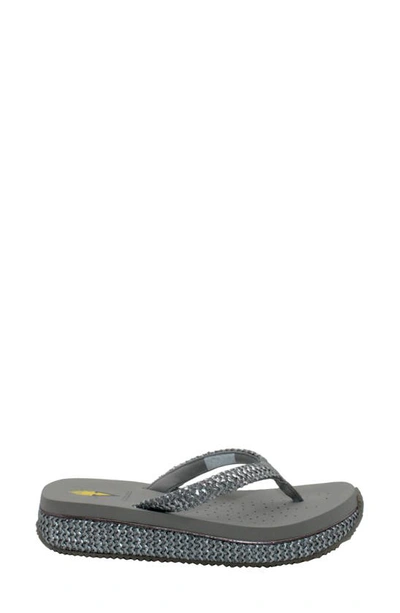 Volatile Palau Platform Flip Flop In Pewter