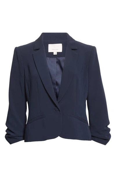 Shop Cinq À Sept Le Petit Khloe Crop Blazer In Navy