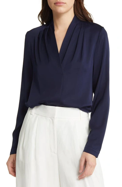 Shop Kobi Halperin Nellie Stretch Silk Georgette Top In Midnight Blue