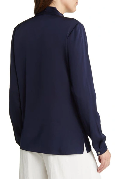 Shop Kobi Halperin Nellie Stretch Silk Georgette Top In Midnight Blue