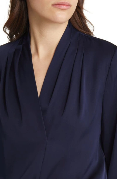 Shop Kobi Halperin Nellie Stretch Silk Georgette Top In Midnight Blue