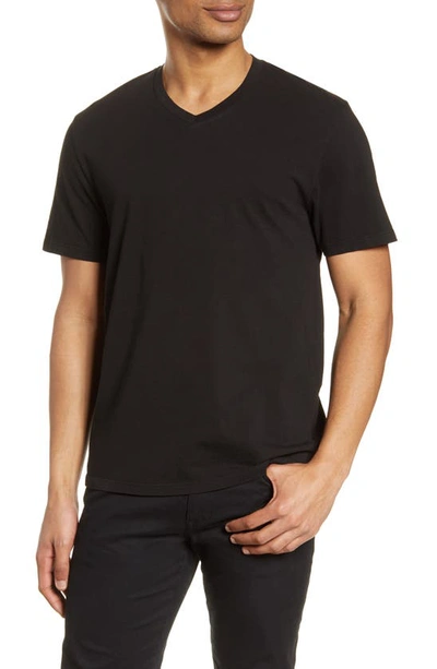 Shop Vince Regular Fit Garment Dyed V-neck T-shirt In True Black