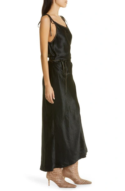 Shop Acne Studios Dayla Crinkle Satin Wrap Dress In Black