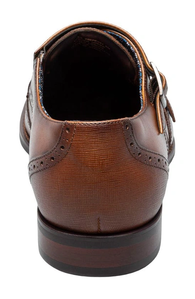 Stacy Adams Karson Mens Leather Brogue Monk Shoes In Cognac