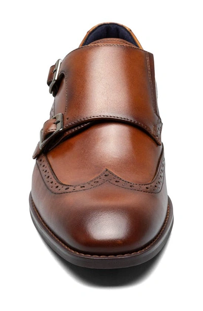 Stacy Adams Karson Mens Leather Brogue Monk Shoes In Cognac