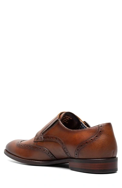 Stacy Adams Karson Mens Leather Brogue Monk Shoes In Cognac