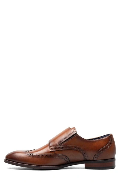 Stacy Adams Karson Mens Leather Brogue Monk Shoes In Cognac