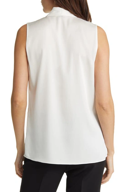 Shop Gucci 'mila' Sleeveless Stretch Silk Blouse In White