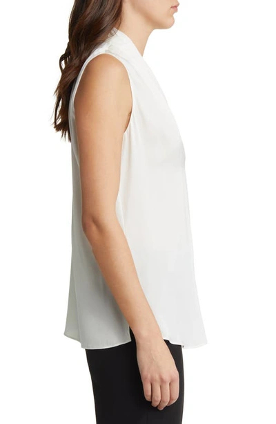 Shop Gucci 'mila' Sleeveless Stretch Silk Blouse In White