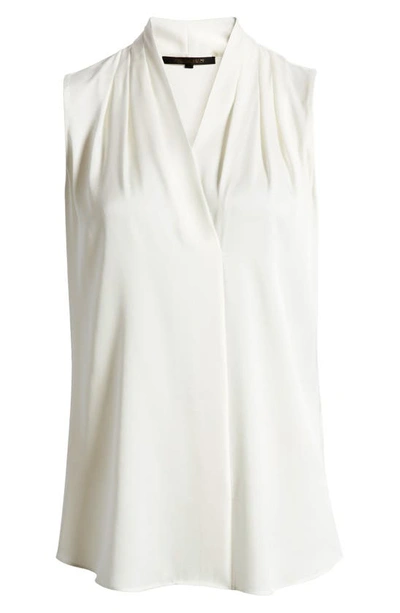 Shop Gucci 'mila' Sleeveless Stretch Silk Blouse In White