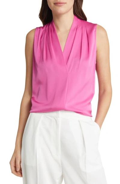 Shop Kobi Halperin 'mila' Sleeveless Stretch Silk Blouse In Pink Tulip