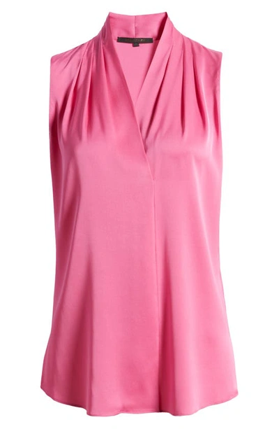 Shop Kobi Halperin 'mila' Sleeveless Stretch Silk Blouse In Pink Tulip