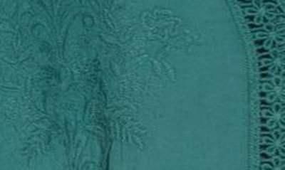 Wit & Wisdom Scallop Lace Trim Cotton Top In Cypress Green