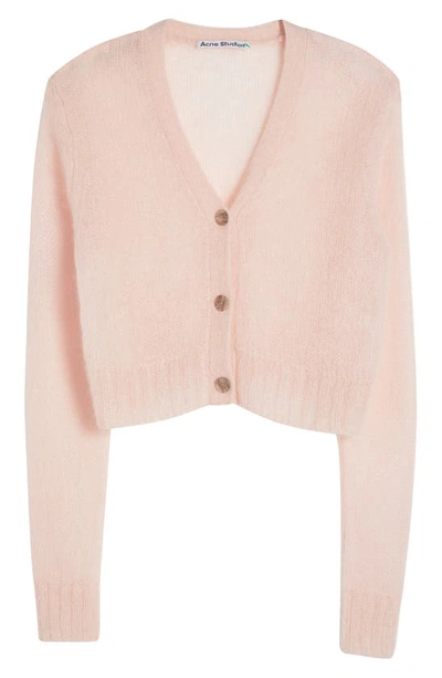 Shop Acne Studios Kodilia Crop Mohair Blend Cardigan In Blush Pink