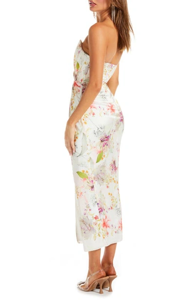 Shop Katie May Come On Home Floral Strapless Cocktail Dress In Neutral Garden