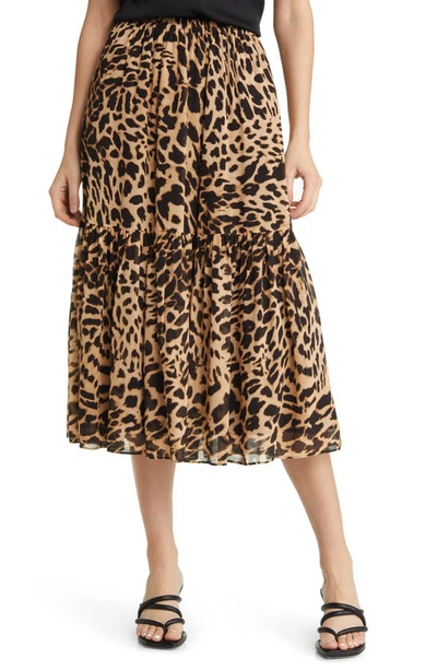 Kobi Halperin Flora Tiered Midi Skirt In Natural Multi