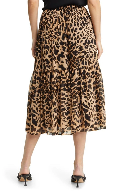 Kobi Halperin Flora Tiered Midi Skirt In Natural Multi