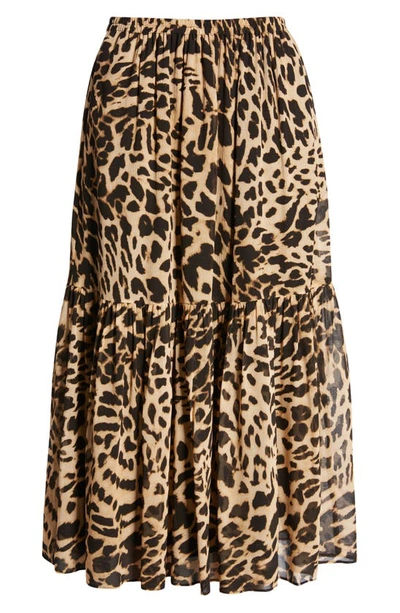 Kobi Halperin Flora Tiered Midi Skirt In Natural Multi