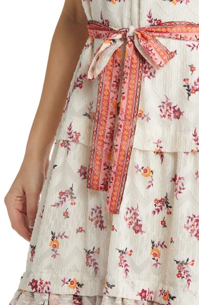 Shop Kobi Halperin Johnson Floral Tie Waist A-line Dress In Ivory Multi
