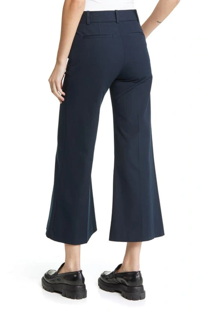 Frame Le Crop Mini Boot Cotton-blend Twill Kick-flare Pants In Navy