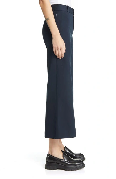 Frame Le Crop Mini Boot Cotton-blend Twill Kick-flare Pants In Navy