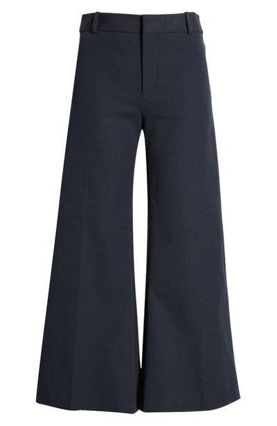 Shop Frame Le Crop Palazzo Wide Leg Trousers In Navy