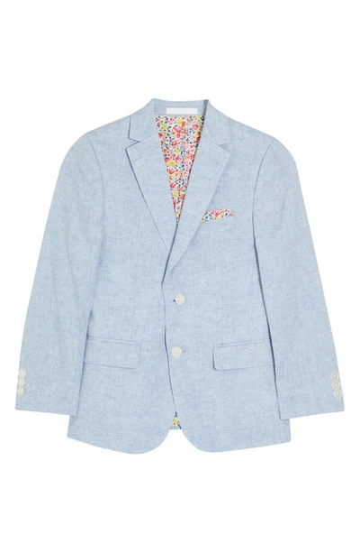 Shop Tallia Kids' Linen & Cotton Blend Sport Coat In Light Blue