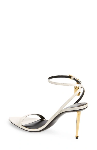 Shop Tom Ford Padlock Naked Pointy Toe Sandal In Chalk