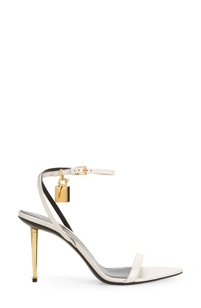 Shop Tom Ford Padlock Naked Pointy Toe Sandal In Chalk