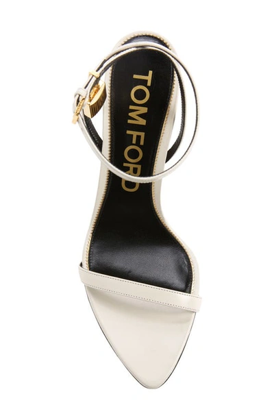 Shop Tom Ford Padlock Naked Pointy Toe Sandal In Chalk