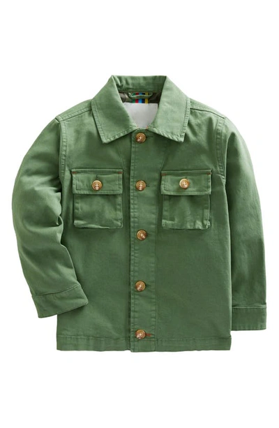 Shop Mini Boden Kids' Stretch Cotton Utility Jacket In Safari Green