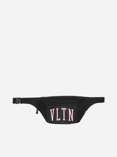 Shop Valentino Vltn Nylon Belt Bag In Black,multicolor