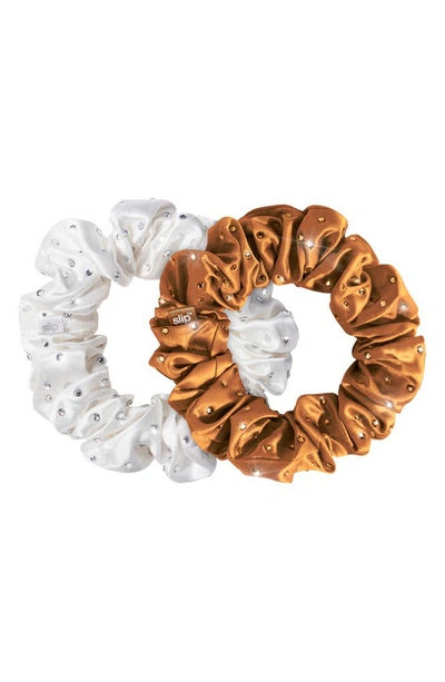 Slip Stardust Crystal-embellished Large Silk Scrunchie Set Of Two