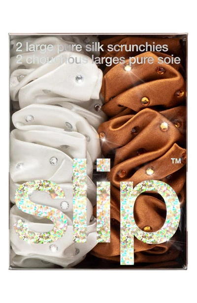 Slip Stardust Crystal-embellished Large Silk Scrunchie Set Of Two