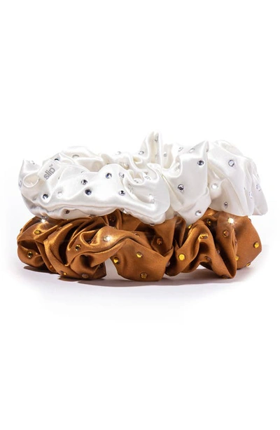 Slip Stardust Crystal-embellished Large Silk Scrunchie Set Of Two
