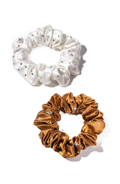 Slip Stardust Crystal-embellished Large Silk Scrunchie Set Of Two
