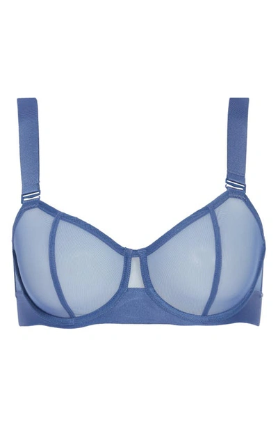 Shop Dkny Sheers Strapless Underwire Bra In Gray Blue