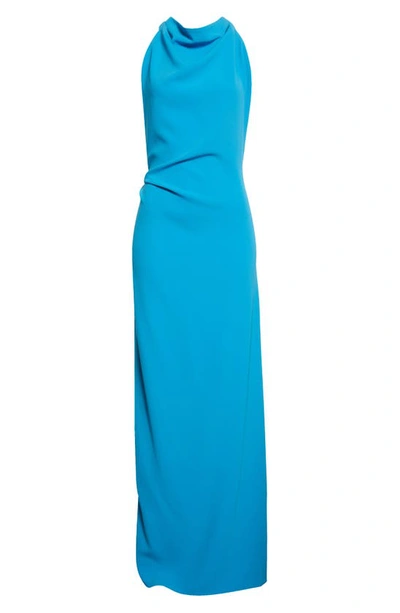 Shop Proenza Schouler Open Back Matte Crepe Gown In Turquoise